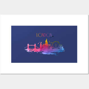 London Watercolor Skyline Posters and Art